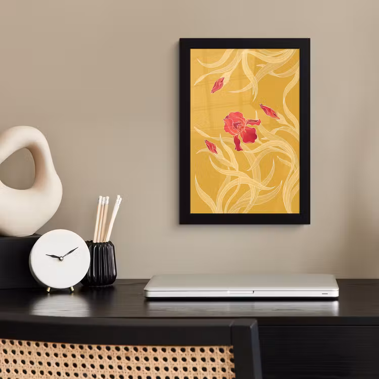 Poster met lijst - Bloemen - Illustratie - Rood — 2