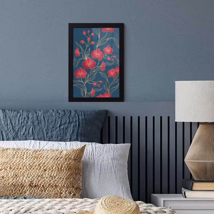 Poster met lijst - Bloemen - Rood - Goud — 3