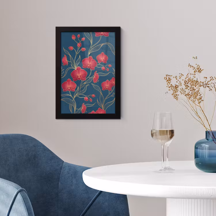 Poster met lijst - Bloemen - Rood - Goud — 4