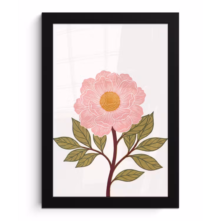 Poster met lijst - Bloemen - Roze - Illustratie — 1