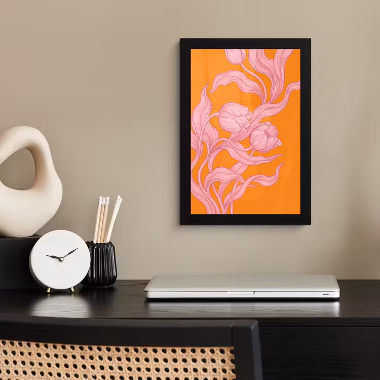 Poster met lijst - Roze bloemen - Modern — 2