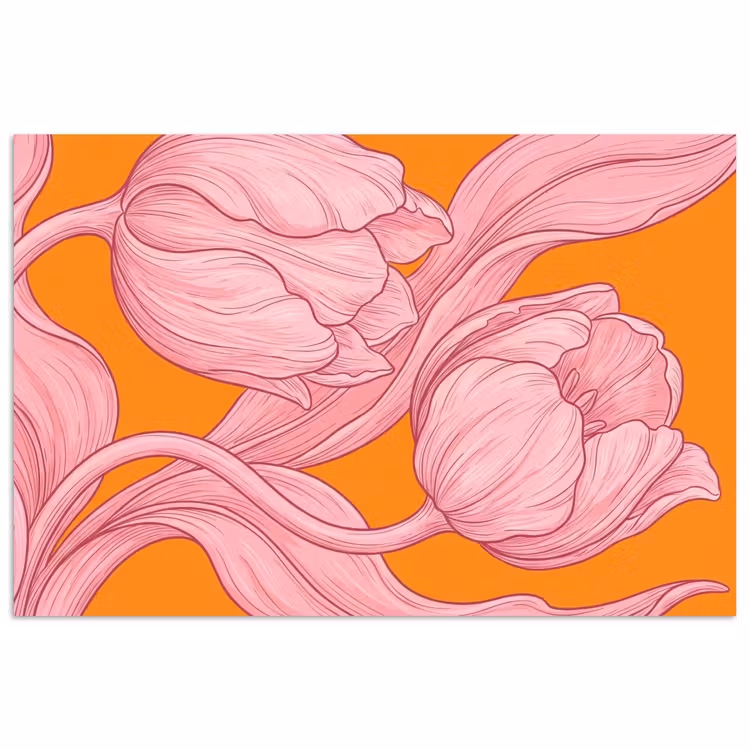 Poster - Roze bloemen - Modern — 1