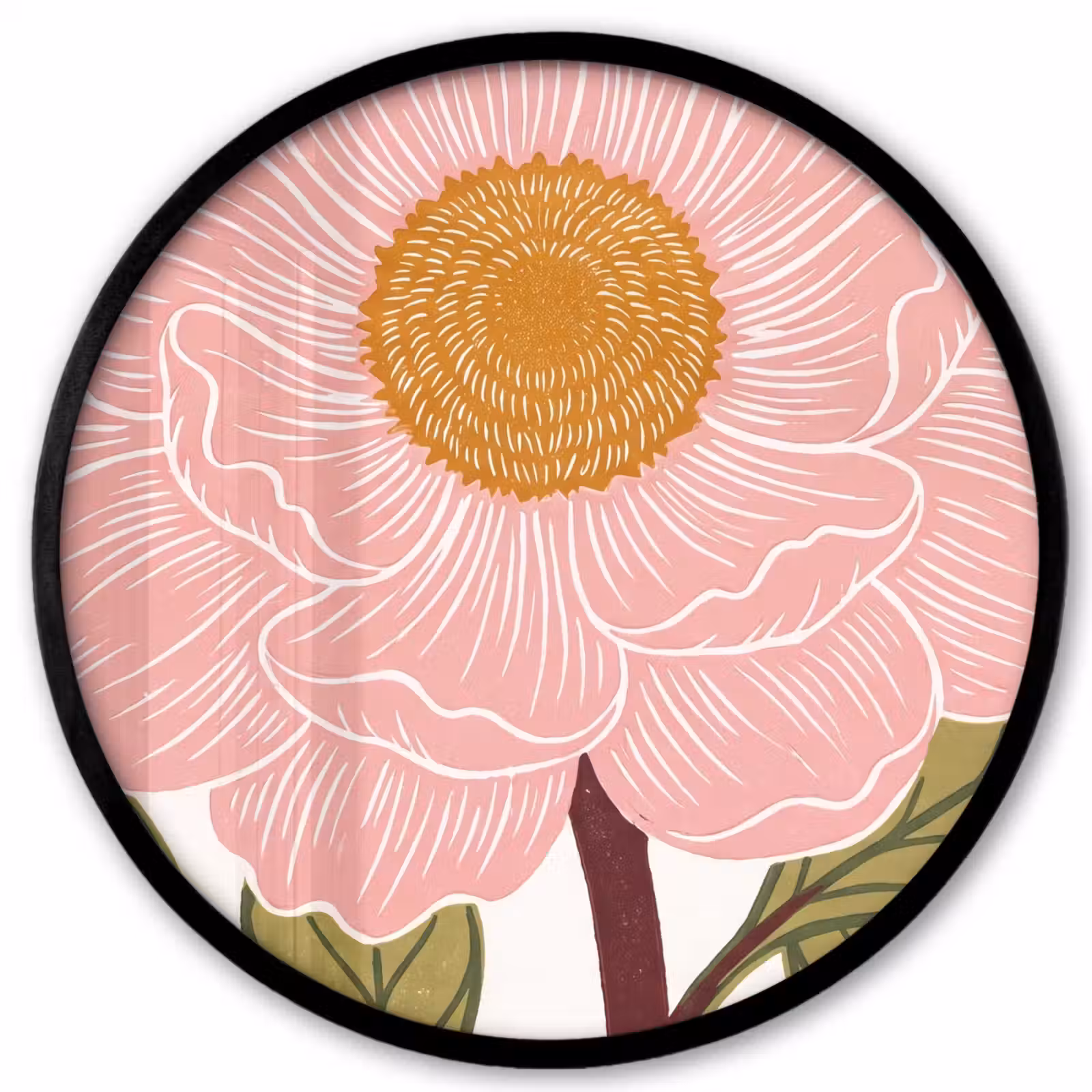 Ronde fotolijst - Bloemen - Roze - Illustratie — 1