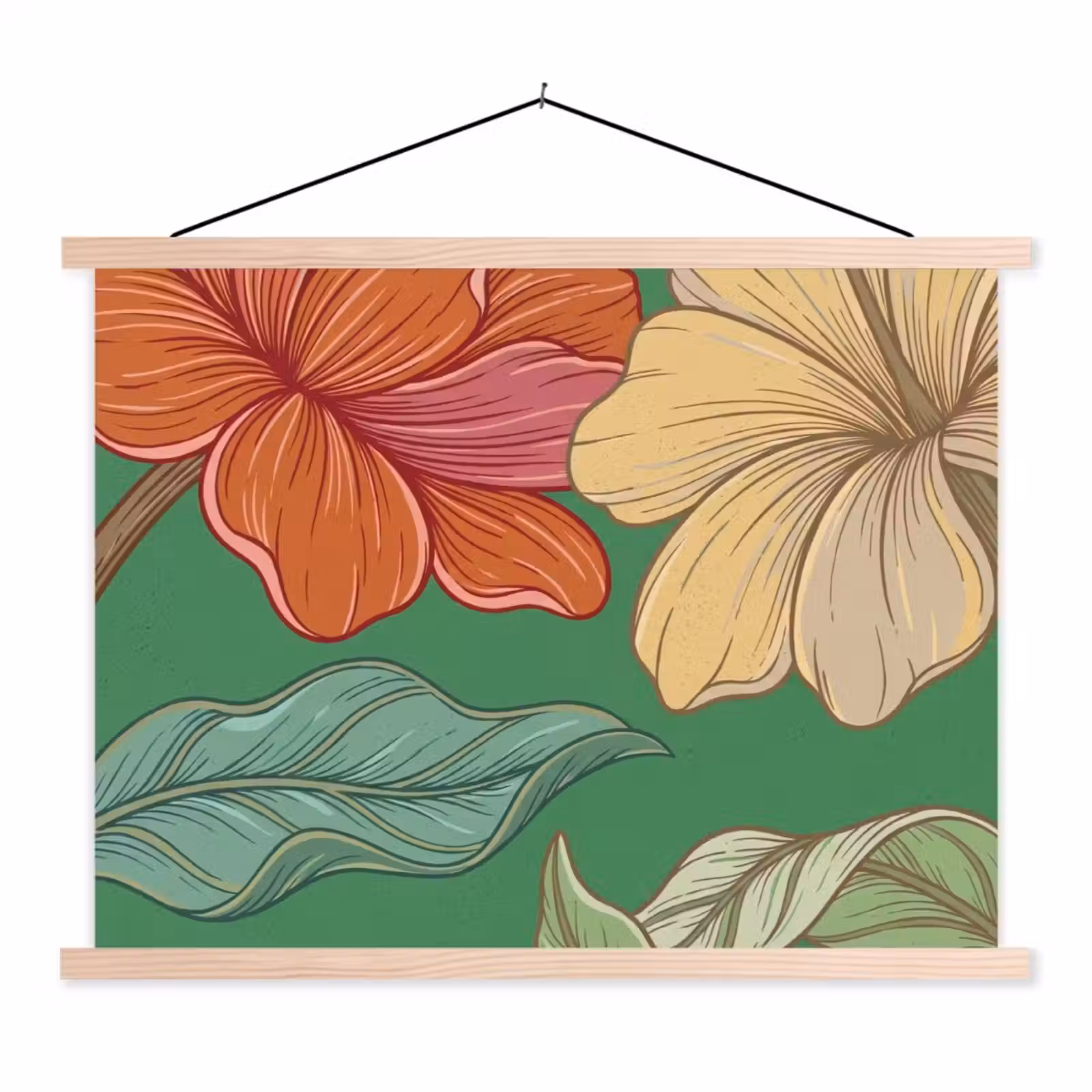 Schoolplaat - Bloemen - Groen - Illustratie — 1