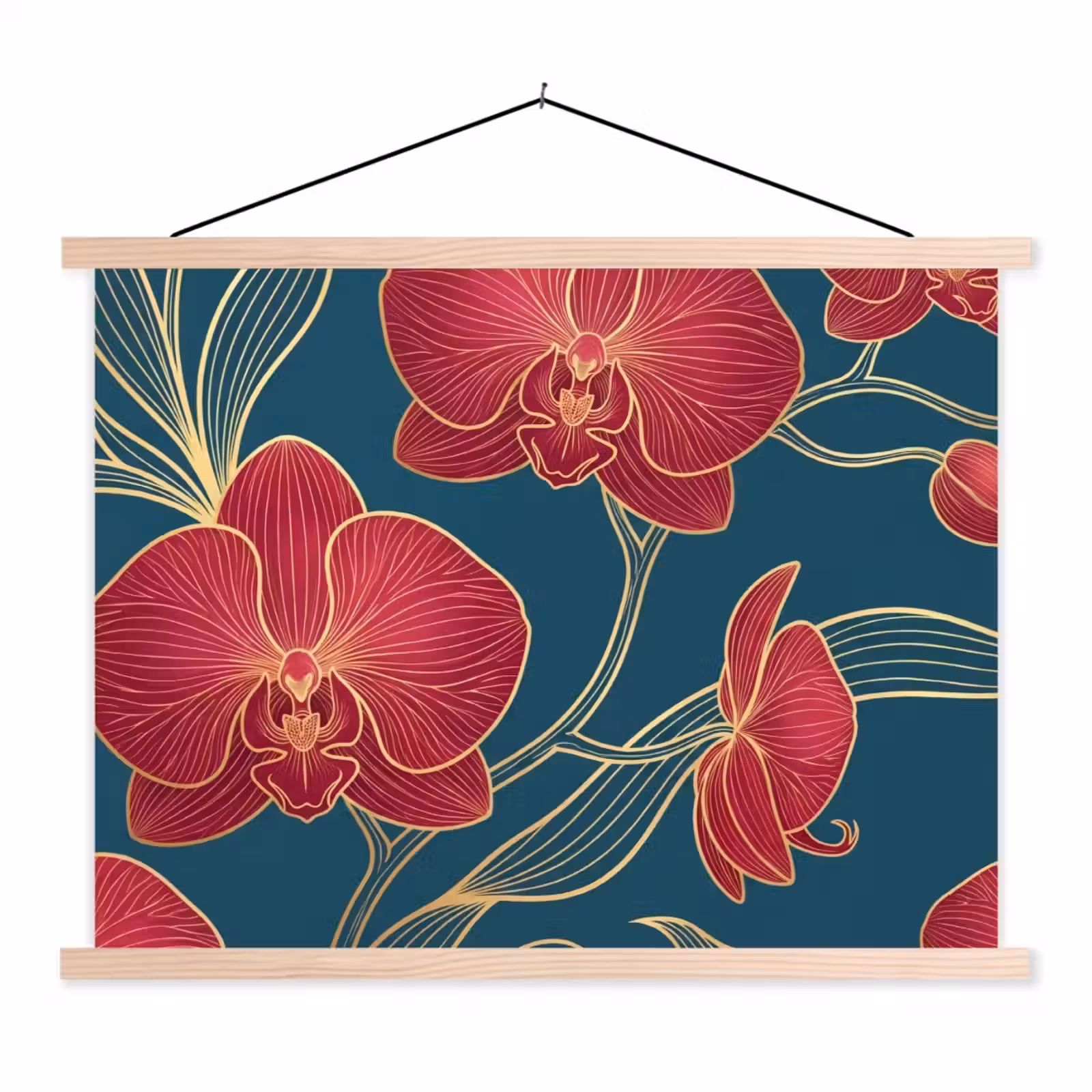 Schoolplaat - Bloemen - Rood - Goud — 1