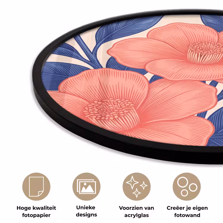 Ronde fotolijst - Bloemen - Bladeren - Botanisch — 2