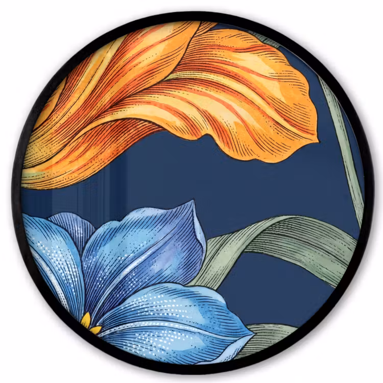 Ronde fotolijst - Bloemen - Botanisch - Patroon — 1