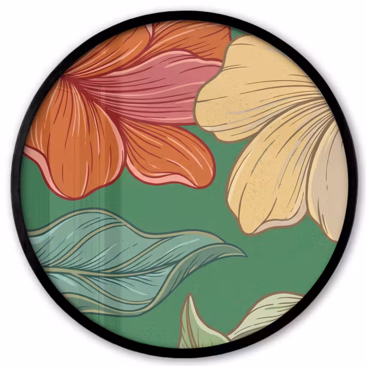 Ronde fotolijst - Bloemen - Groen - Illustratie — 1