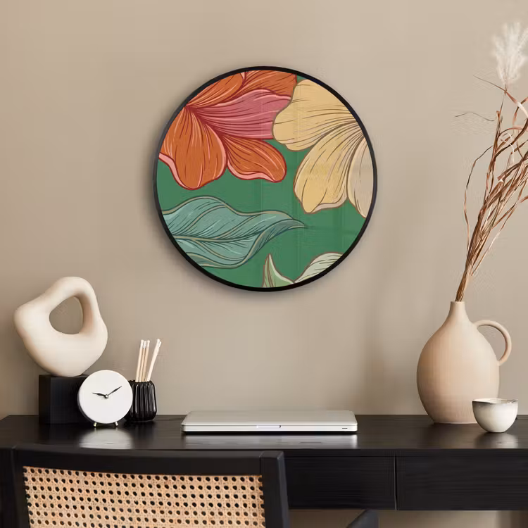 Ronde fotolijst - Bloemen - Groen - Illustratie — 3