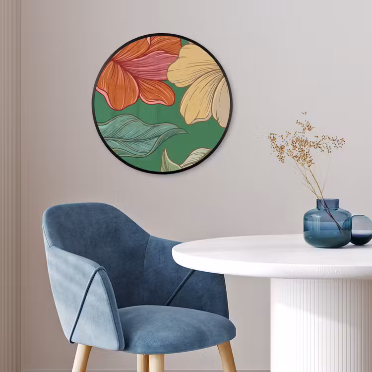 Ronde fotolijst - Bloemen - Groen - Illustratie — 4