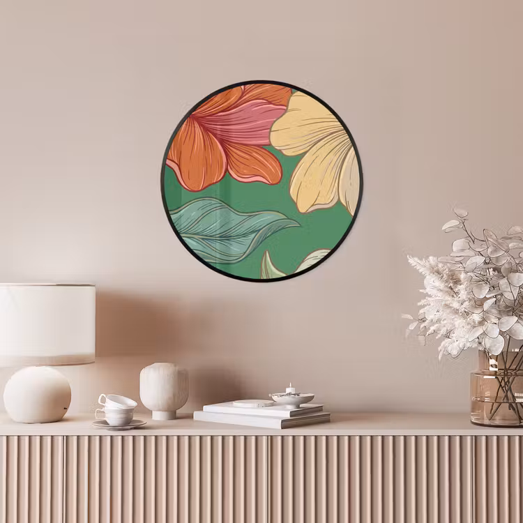 Ronde fotolijst - Bloemen - Groen - Illustratie — 5