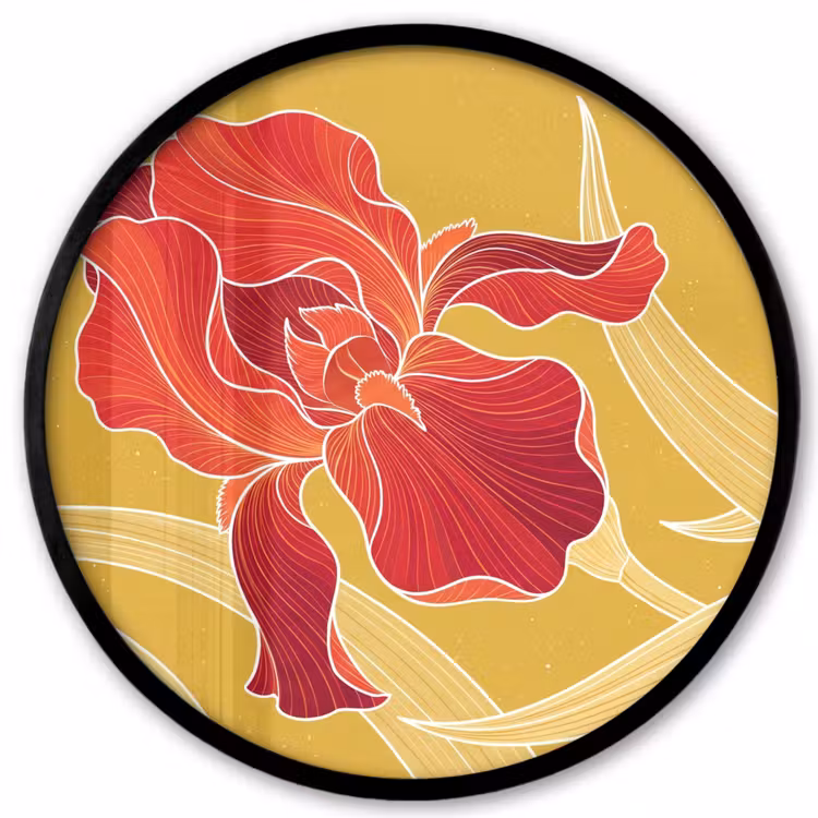 Ronde fotolijst - Bloemen - Illustratie - Rood — 1