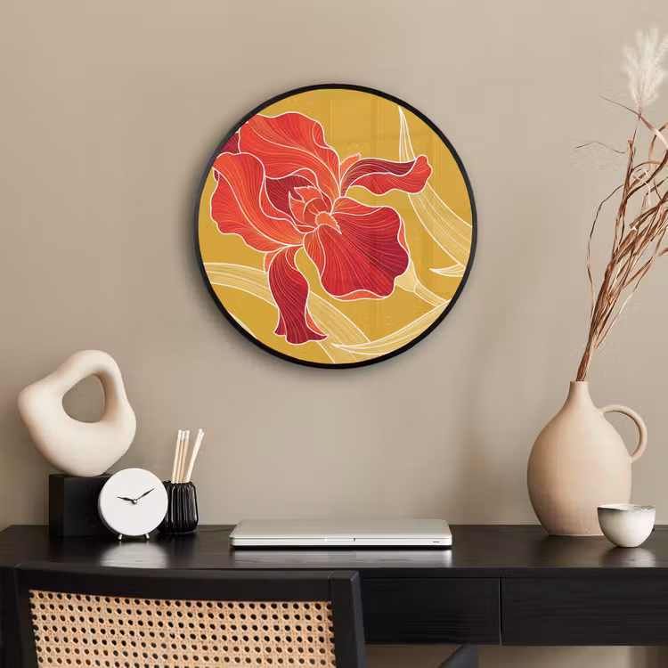 Ronde fotolijst - Bloemen - Illustratie - Rood — 3
