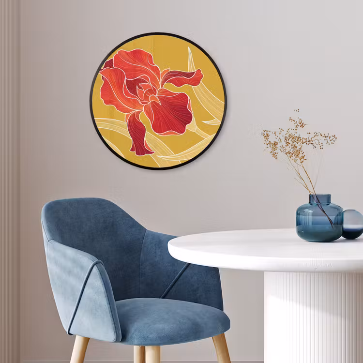 Ronde fotolijst - Bloemen - Illustratie - Rood — 4