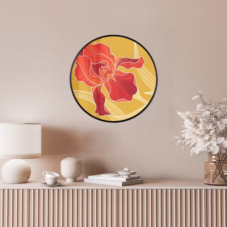 Ronde fotolijst - Bloemen - Illustratie - Rood — 5