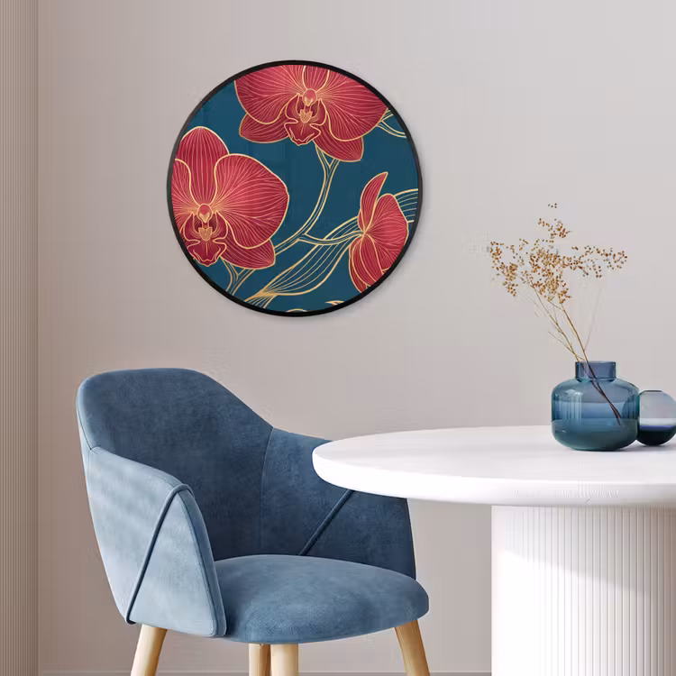 Ronde fotolijst - Bloemen - Rood - Goud — 4