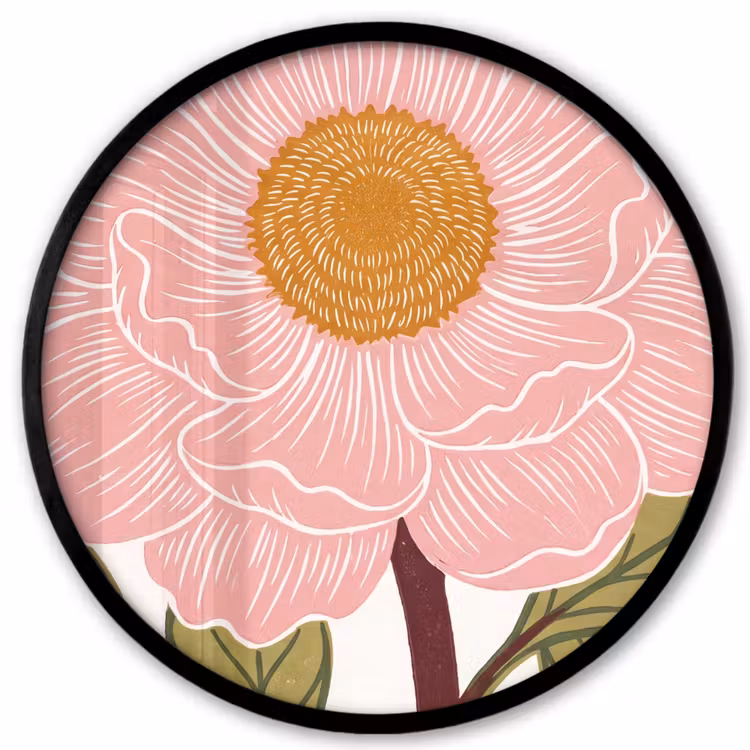 Ronde fotolijst - Bloemen - Roze - Illustratie — 1