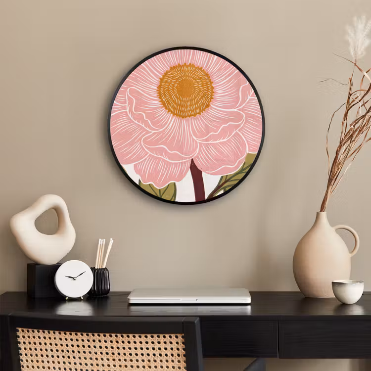Ronde fotolijst - Bloemen - Roze - Illustratie — 3