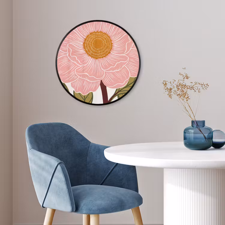 Ronde fotolijst - Bloemen - Roze - Illustratie — 4