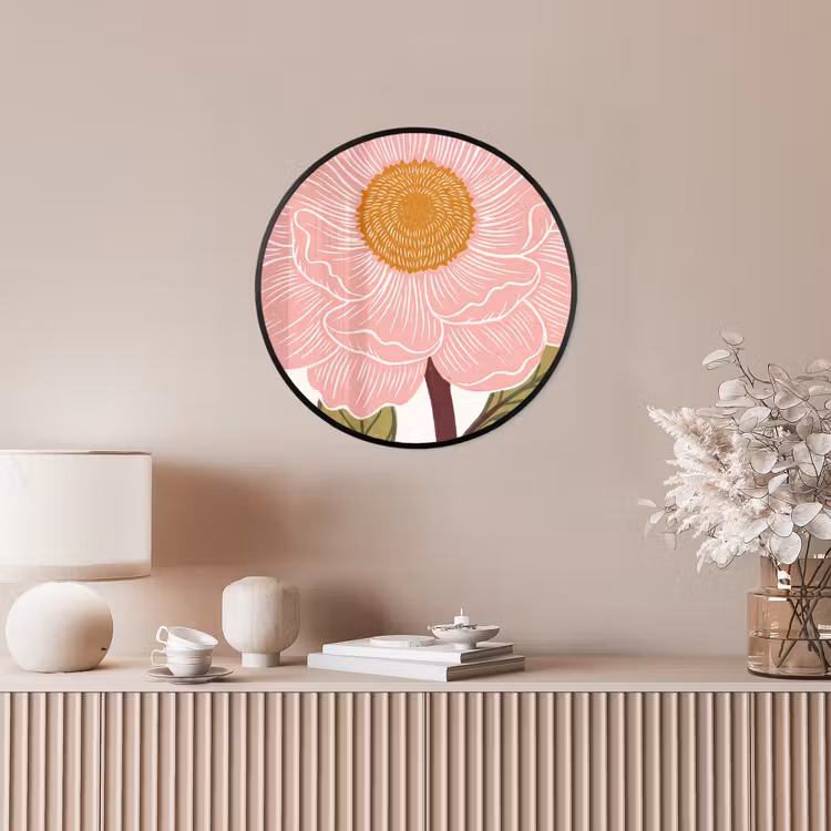 Ronde fotolijst - Bloemen - Roze - Illustratie — 5
