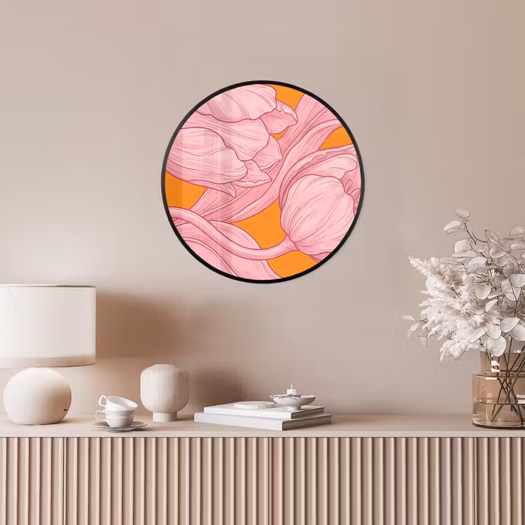 Ronde fotolijst - Roze bloemen - Modern — 5