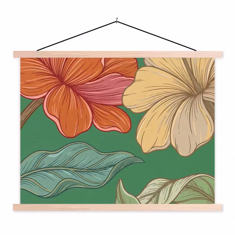 Schoolplaat - Bloemen - Groen - Illustratie — 1