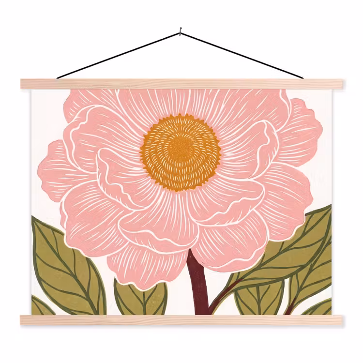 Schoolplaat - Bloemen - Roze - Illustratie — 1