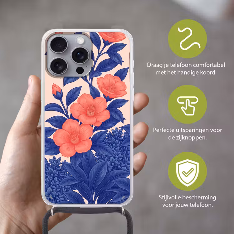 Telefoonhoesje met koord - Bloemen - Bladeren - Botanisch — 4
