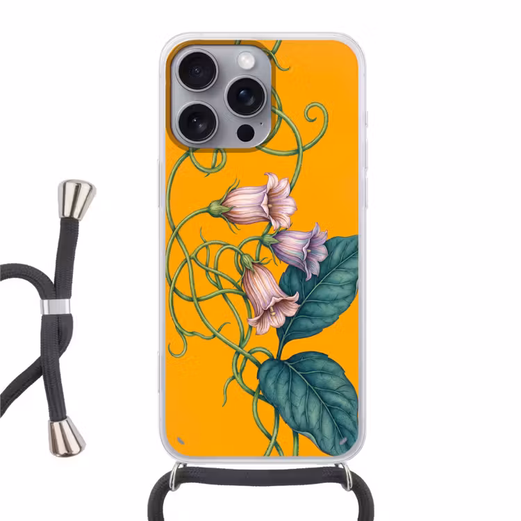 Telefoonhoesje met koord - Bloemen - Botanisch - Geel — 1