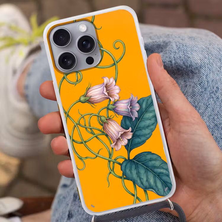 Telefoonhoesje met koord - Bloemen - Botanisch - Geel — 2