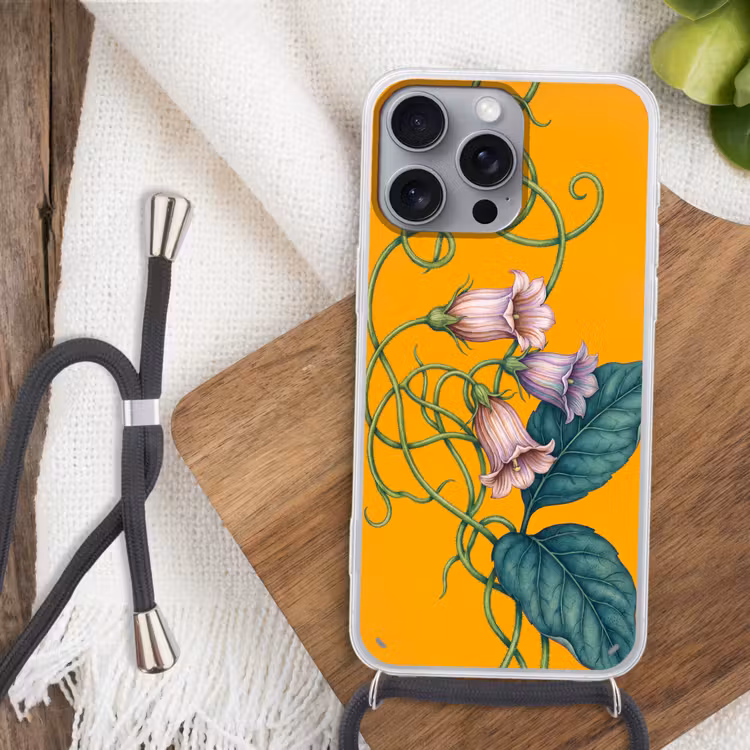 Telefoonhoesje met koord - Bloemen - Botanisch - Geel — 3