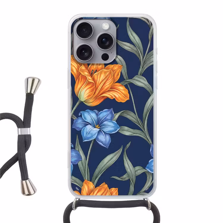Telefoonhoesje met koord - Bloemen - Botanisch - Patroon — 1