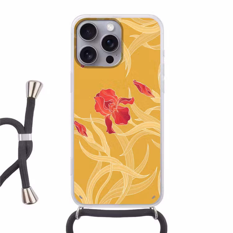 Telefoonhoesje met koord - Bloemen - Illustratie - Rood — 1