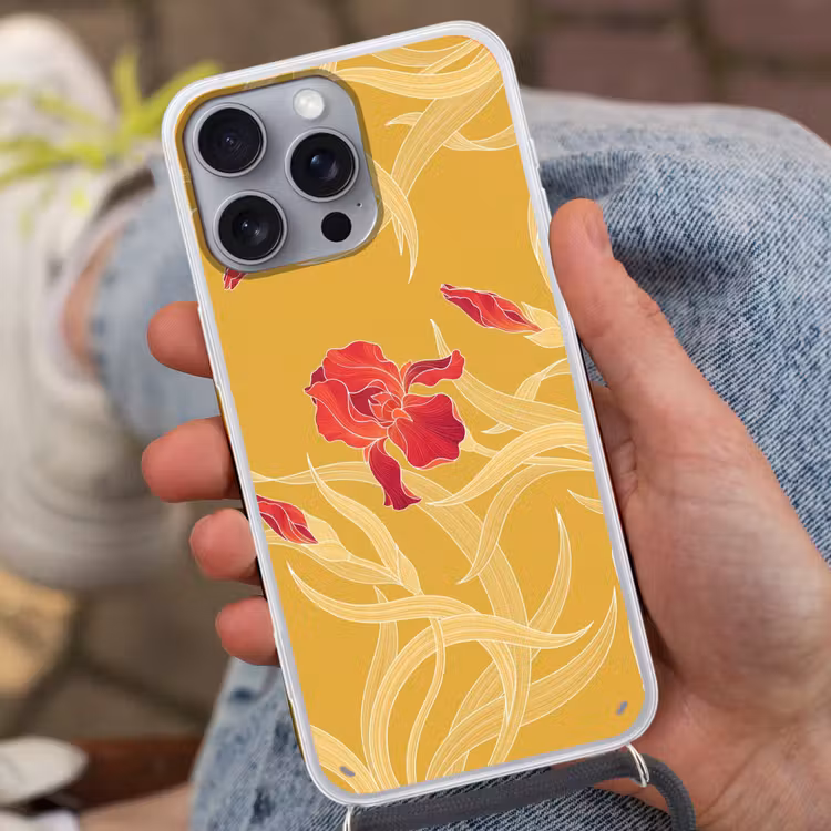 Telefoonhoesje met koord - Bloemen - Illustratie - Rood — 2