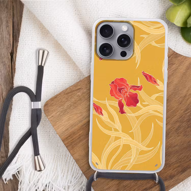 Telefoonhoesje met koord - Bloemen - Illustratie - Rood — 3