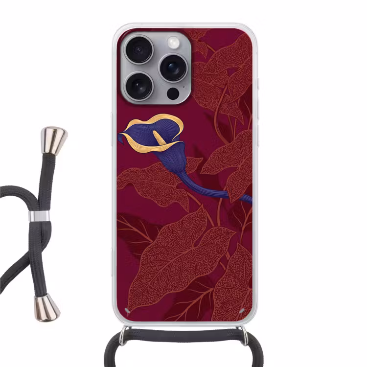 Telefoonhoesje met koord - Bloemen - Modern - Paars — 1