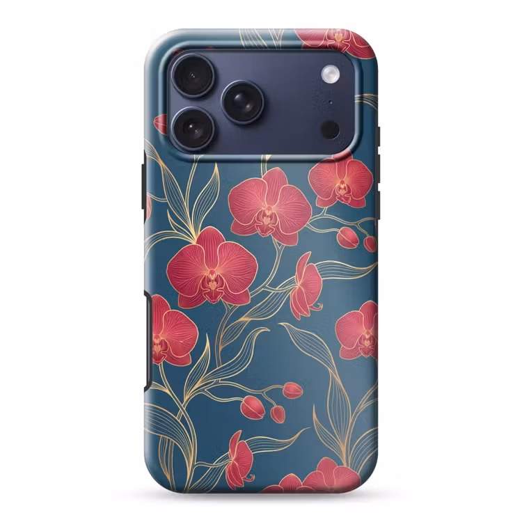 Telefoonhoesje Toughcase - Bloemen - Rood - Goud — 1