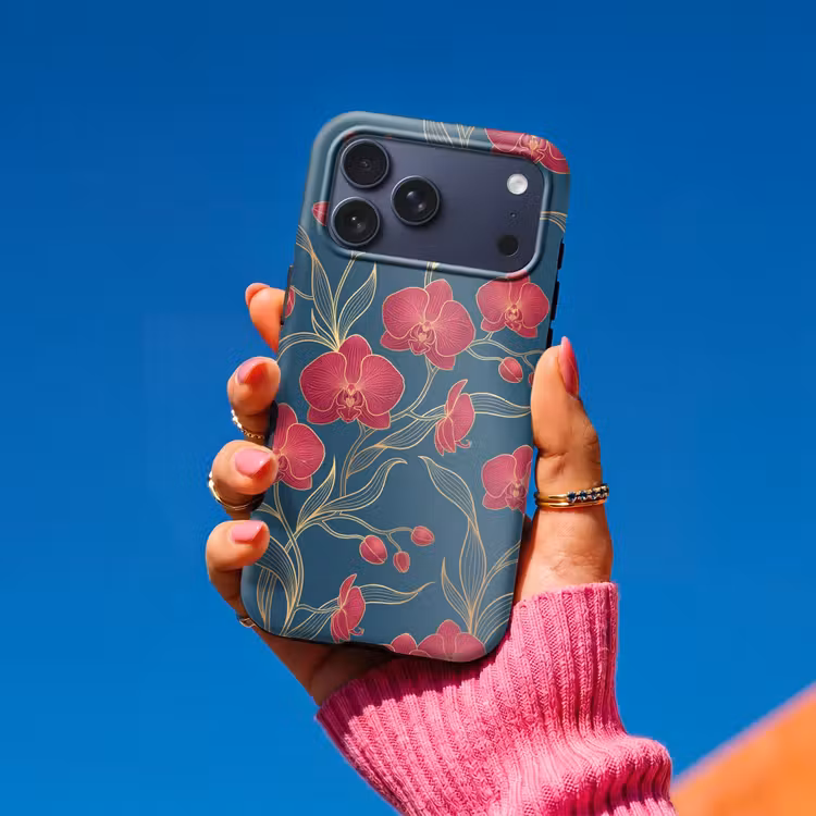 Telefoonhoesje Toughcase - Bloemen - Rood - Goud — 2