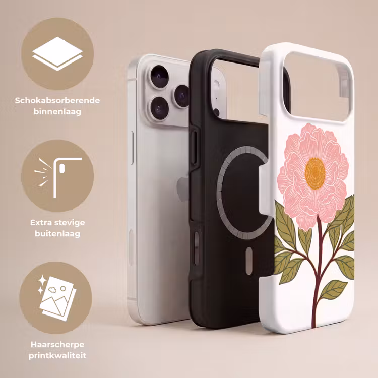 Telefoonhoesje Toughcase - Bloemen - Roze - Illustratie — 3