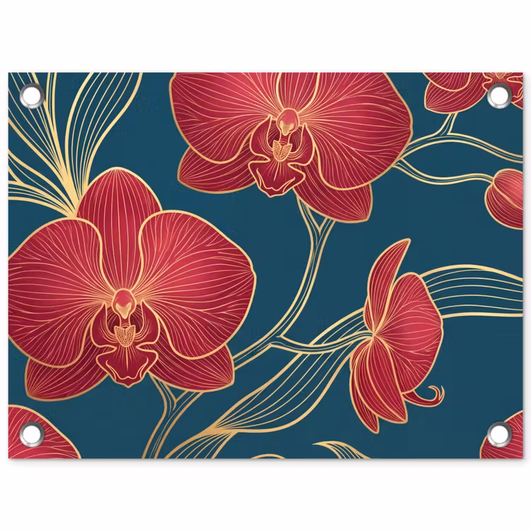 Tuinposter - Bloemen - Rood - Goud — 1