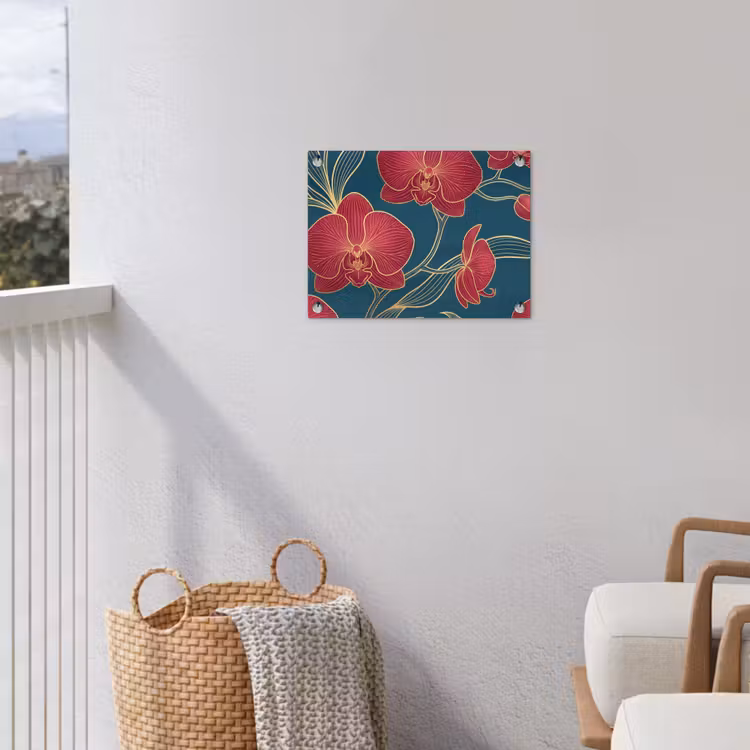 Tuinposter - Bloemen - Rood - Goud — 3