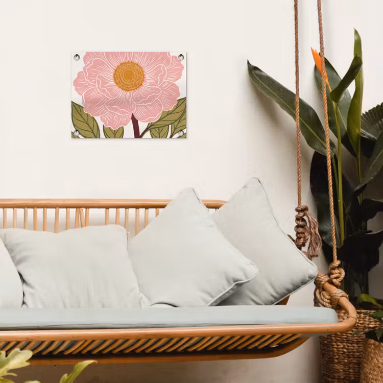 Tuinposter - Bloemen - Roze - Illustratie — 5