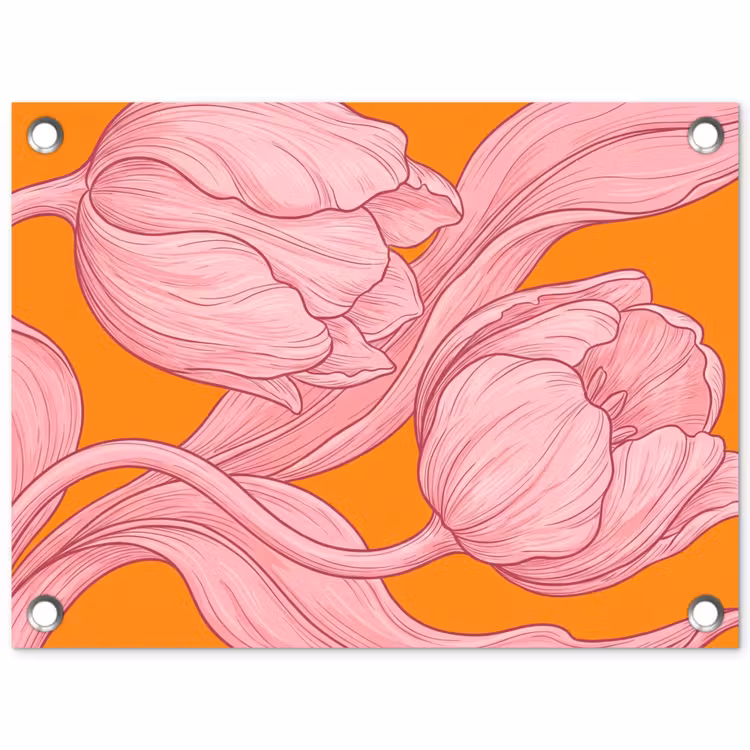 Tuinposter - Roze bloemen - Modern — 1