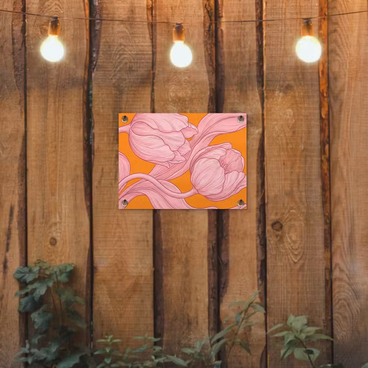 Tuinposter - Roze bloemen - Modern — 2