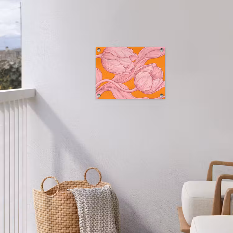 Tuinposter - Roze bloemen - Modern — 3