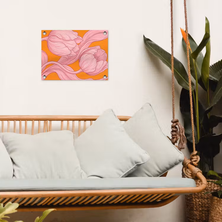 Tuinposter - Roze bloemen - Modern — 5