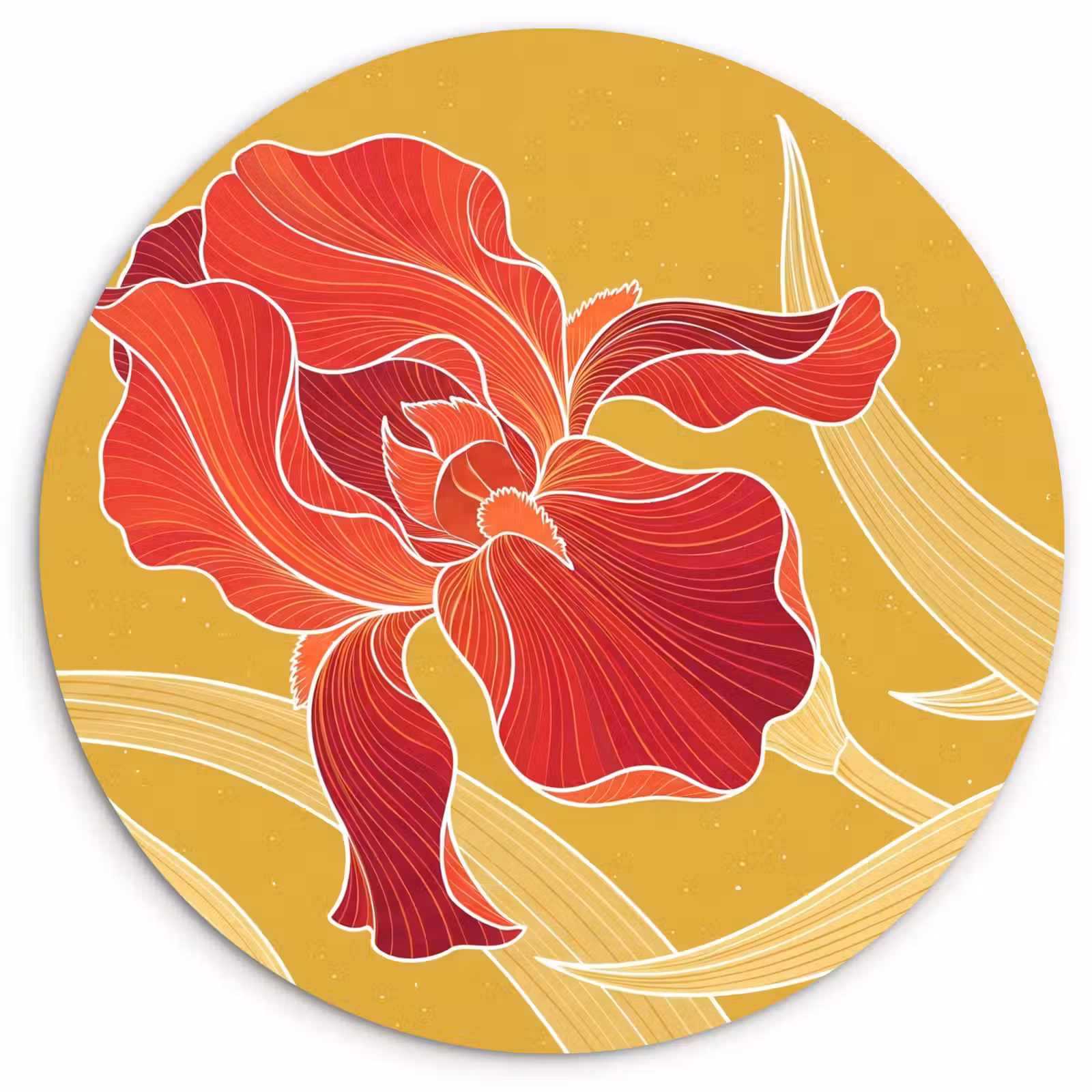 Wandcirkel - Glas - Bloemen - Illustratie - Rood — 1