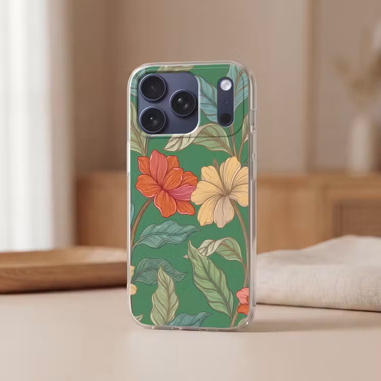 Telefoonhoesje Softcase - Bloemen - Groen - Illustratie — 3
