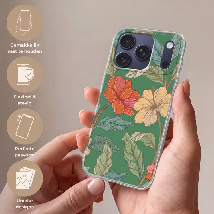 Telefoonhoesje Softcase - Bloemen - Groen - Illustratie — 4