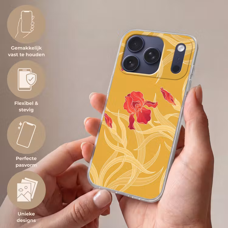 Telefoonhoesje Softcase - Bloemen - Illustratie - Rood — 4